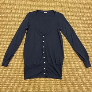 Splendid Blue Cotton V-Neck Cardigan Small